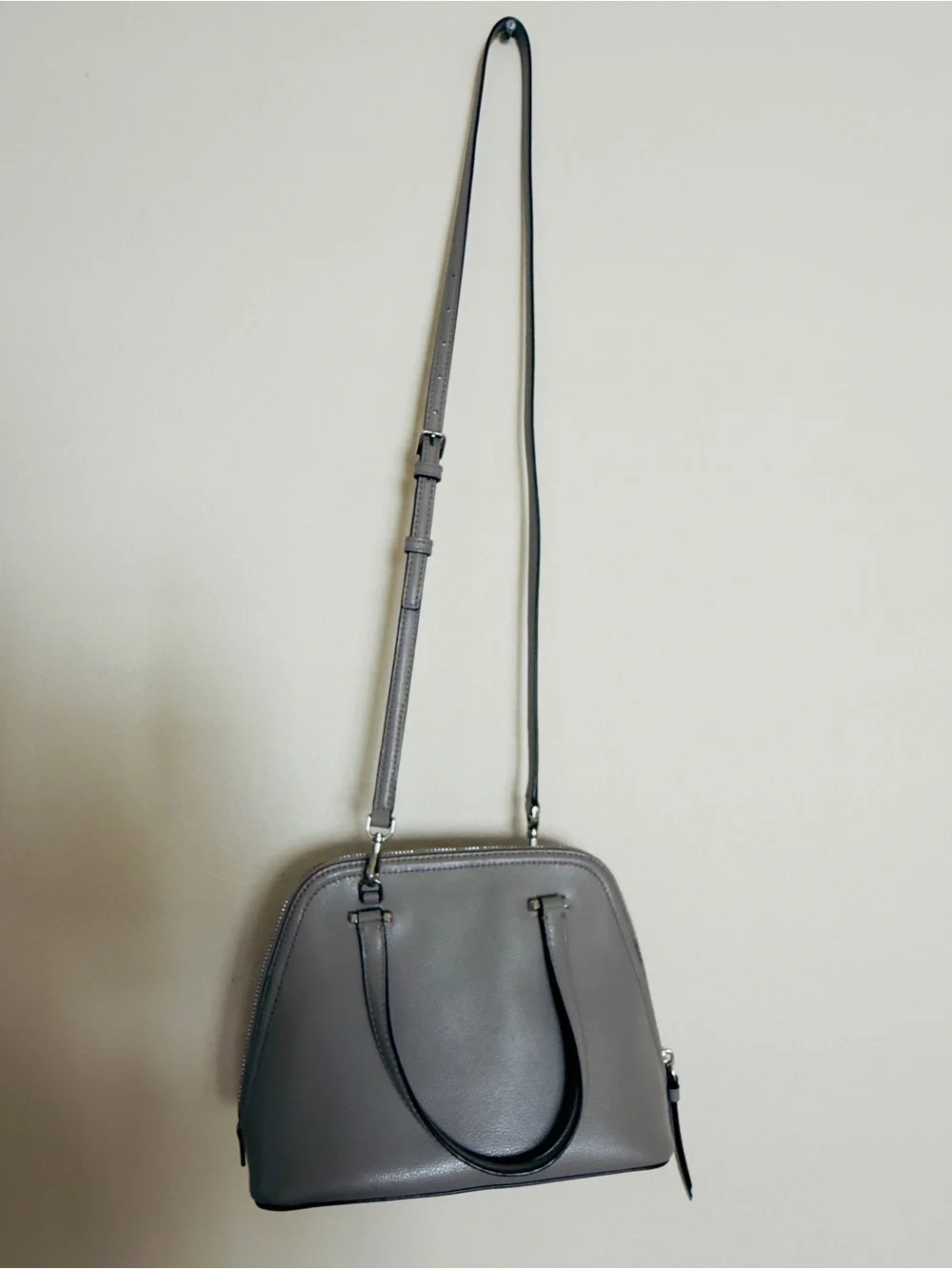 kate spade Gray Leather Dome Satchel with Detachable Crossbody Strap - Picture 3 of 11